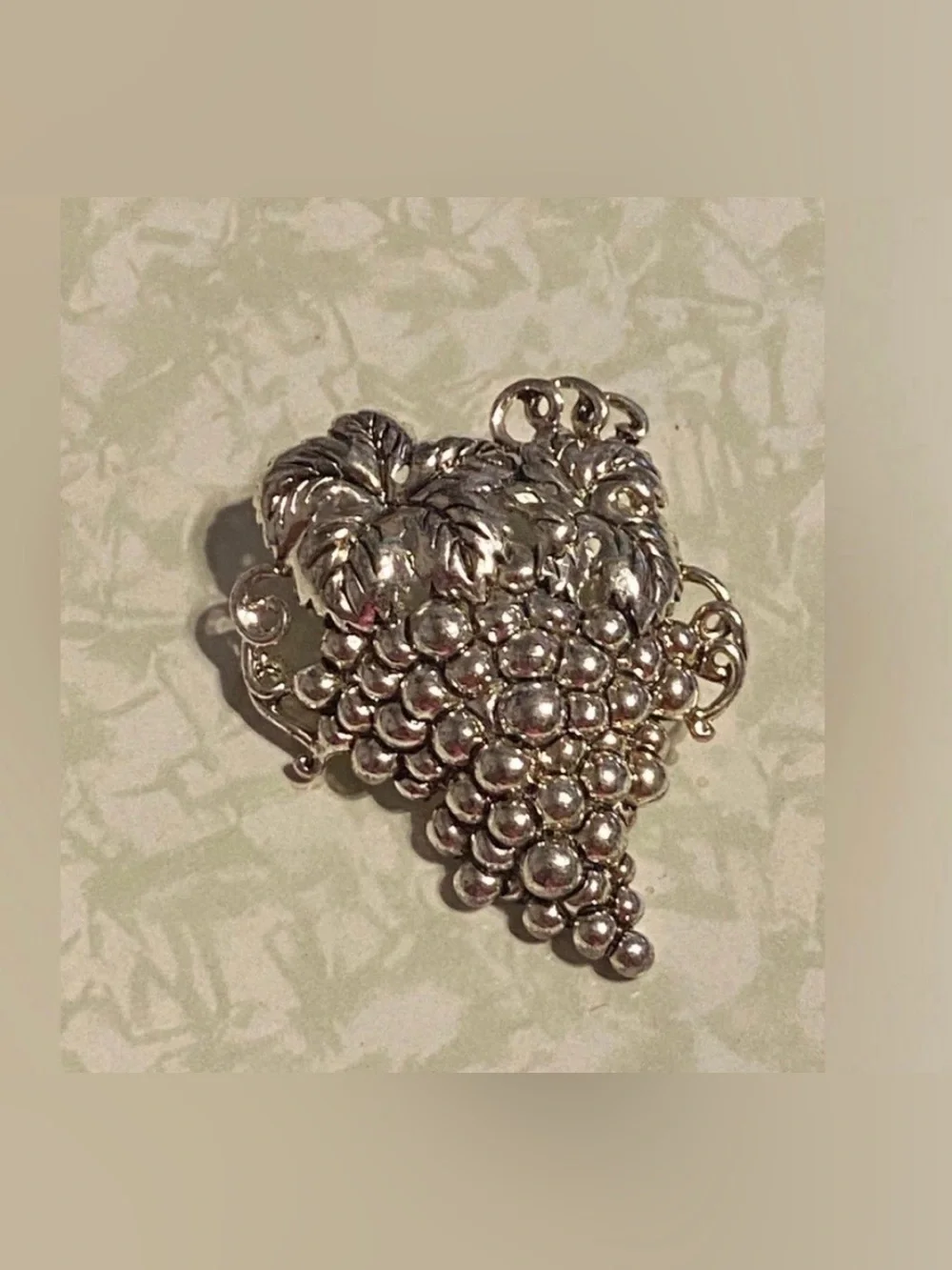 Grapes Silver Tone Brooch #6856